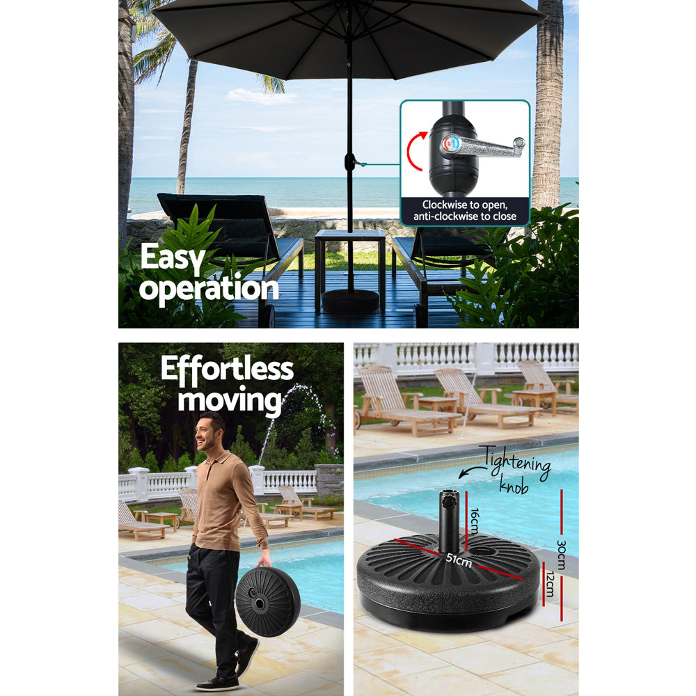 Umbrellas & Sunshades: Instahut Outdoor Umbrella 3m Base Beach Pole Garden Tilt Sun Patio UV Black