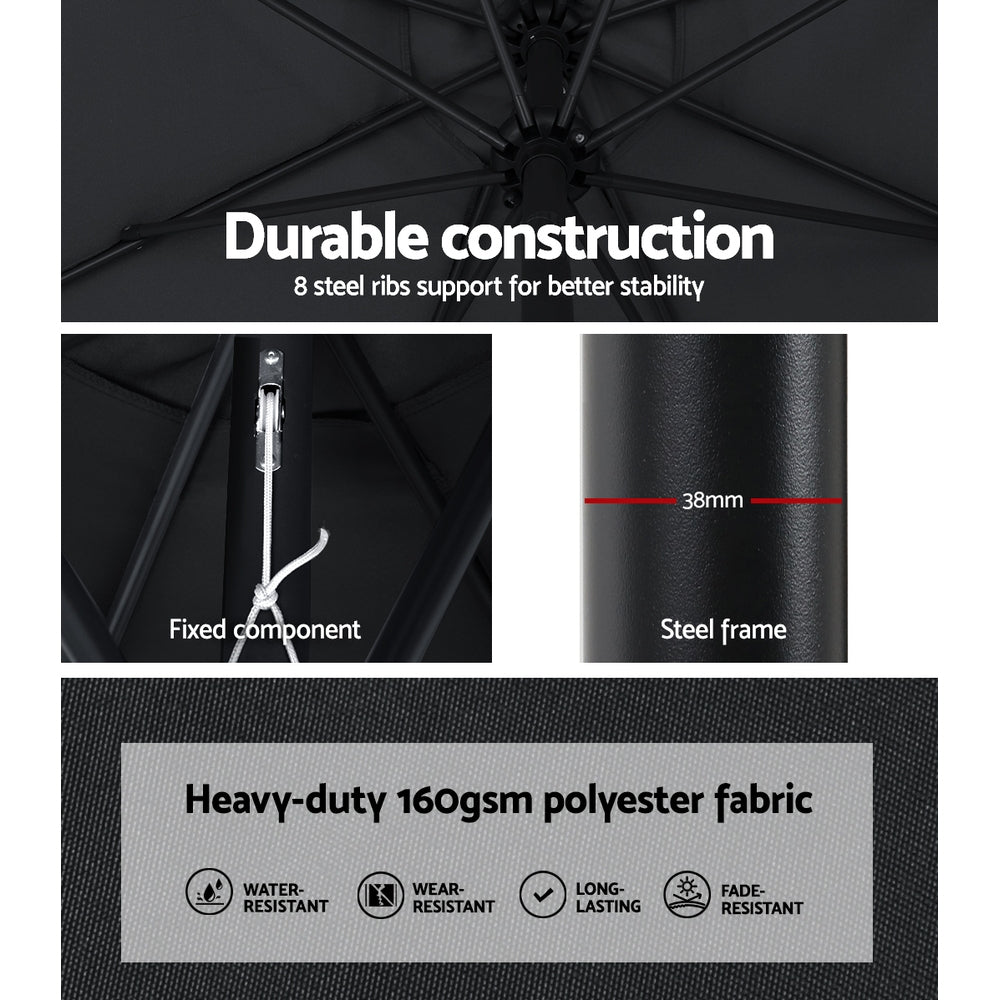 Umbrellas & Sunshades: Instahut Outdoor Umbrella 3m Base Beach Pole Garden Tilt Sun Patio UV Black