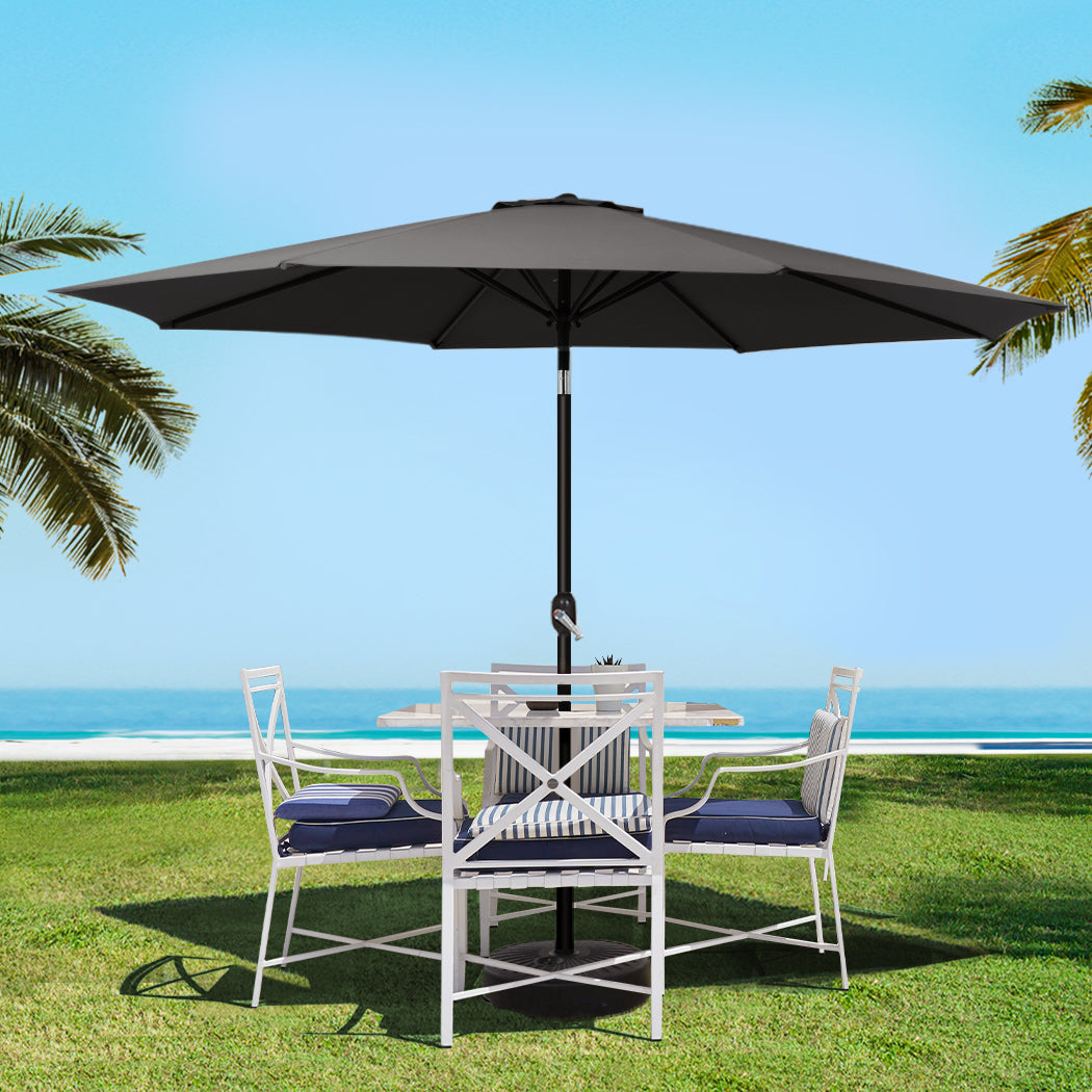 Umbrellas & Sunshades: Instahut Outdoor Umbrella 3m Base Beach Pole Garden Tilt Sun Patio UV Black