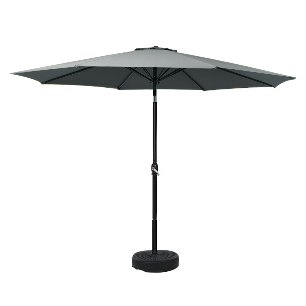 Umbrellas & Sunshades: Instahut Outdoor Umbrella 3m Base Beach Pole Garden Tilt Sun Patio UV Charcoal