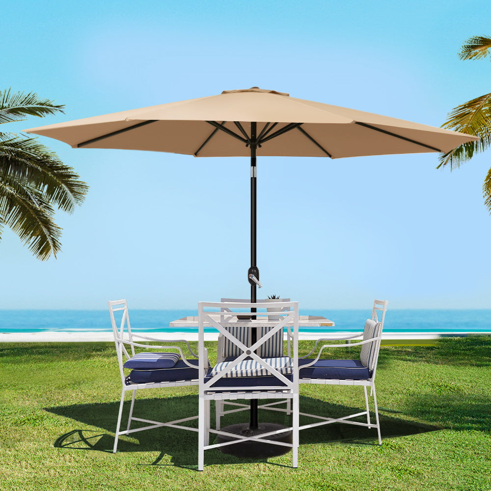 Umbrellas & Sunshades: Instahut 3m Outdoor Umbrella Beach Pole Garden Patio Tilt Beige