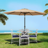 Instahut 3m Outdoor Umbrella Beach Pole Garden Patio Tilt Beige