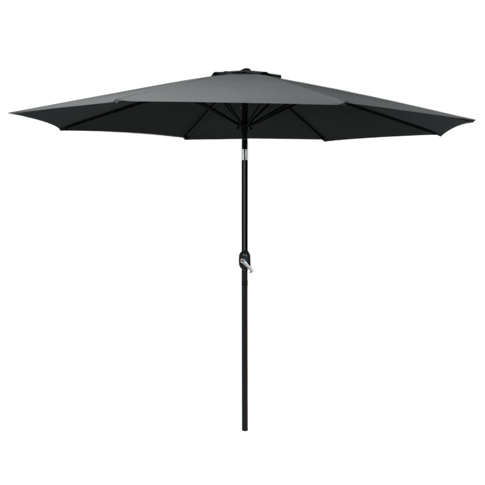 Umbrellas & Sunshades: Instahut 3m Outdoor Umbrella Beach Pole Garden Patio Tilt Black