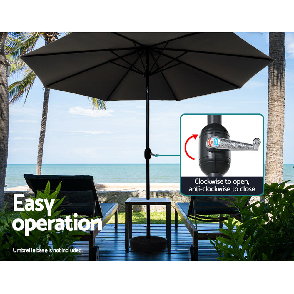 Umbrellas & Sunshades: Instahut 3m Outdoor Umbrella Beach Pole Garden Patio Tilt Black