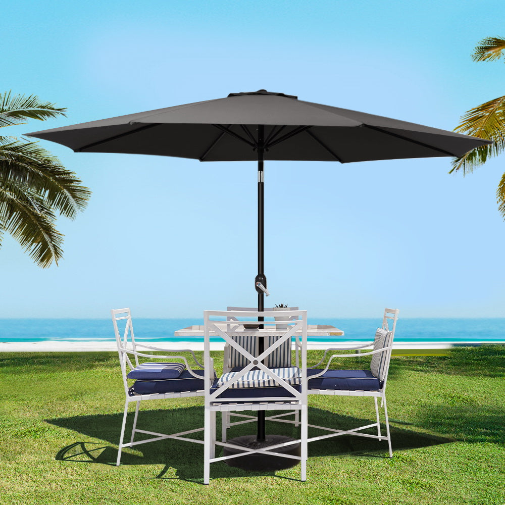 Umbrellas & Sunshades: Instahut 3m Outdoor Umbrella Beach Pole Garden Patio Tilt Black