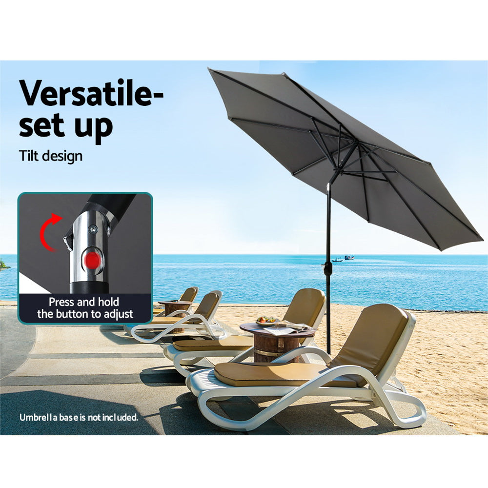 Umbrellas & Sunshades: Instahut 3m Outdoor Umbrella Beach Pole Garden Patio Tilt Charcoal