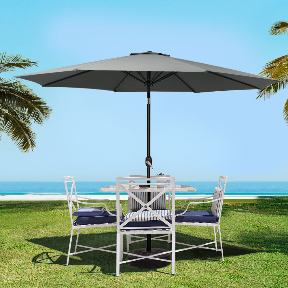 Umbrellas & Sunshades: Instahut 3m Outdoor Umbrella Beach Pole Garden Patio Tilt Charcoal