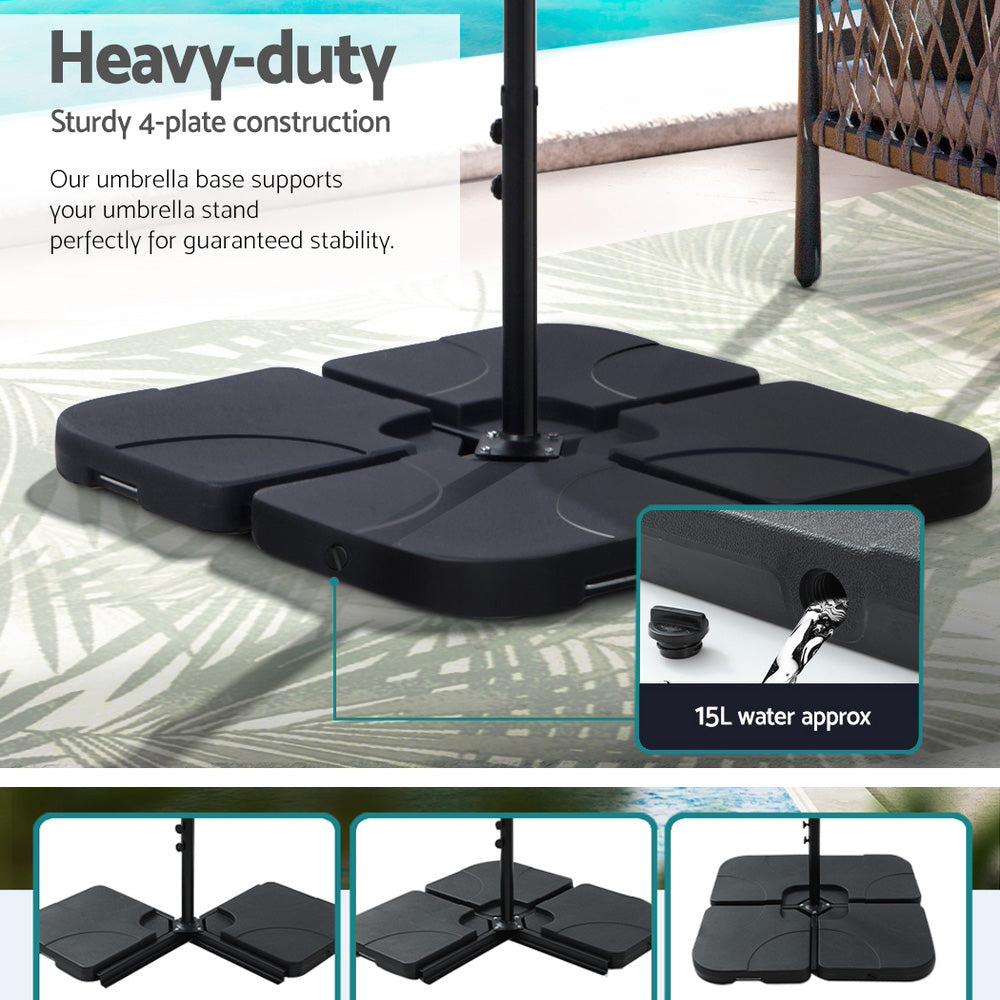 Umbrellas & Sunshades: Instahut 4.57m Outdoor Umbrella w/Base Stand Beach Pole Garden Tilt Beige