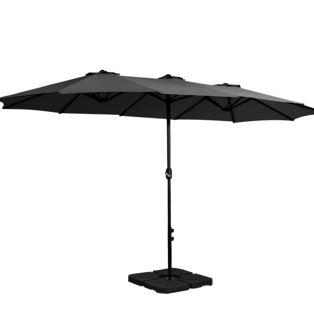 Umbrellas & Sunshades: Instahut 4.57m Outdoor Umbrella w/Base Stand Beach Pole Garden Tilt Black