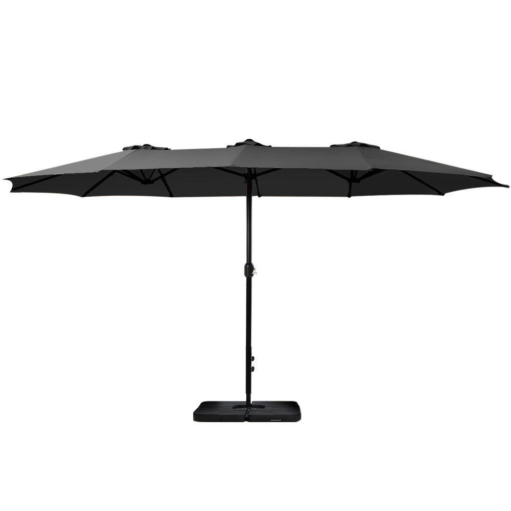 Umbrellas & Sunshades: Instahut 4.57m Outdoor Umbrella w/Base Stand Beach Pole Garden Tilt Black