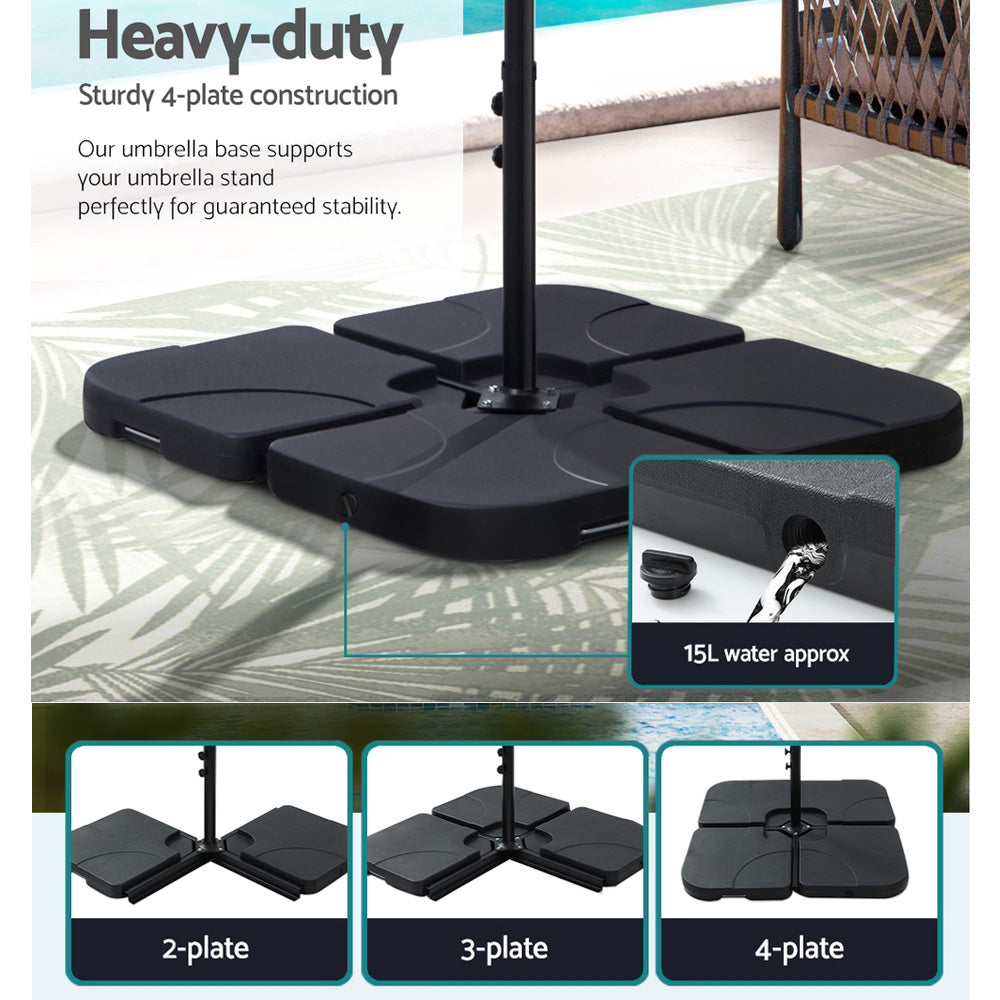 Umbrellas & Sunshades: Instahut 4.57m Outdoor Umbrella w/Base Stand Beach Pole Garden Tilt Black