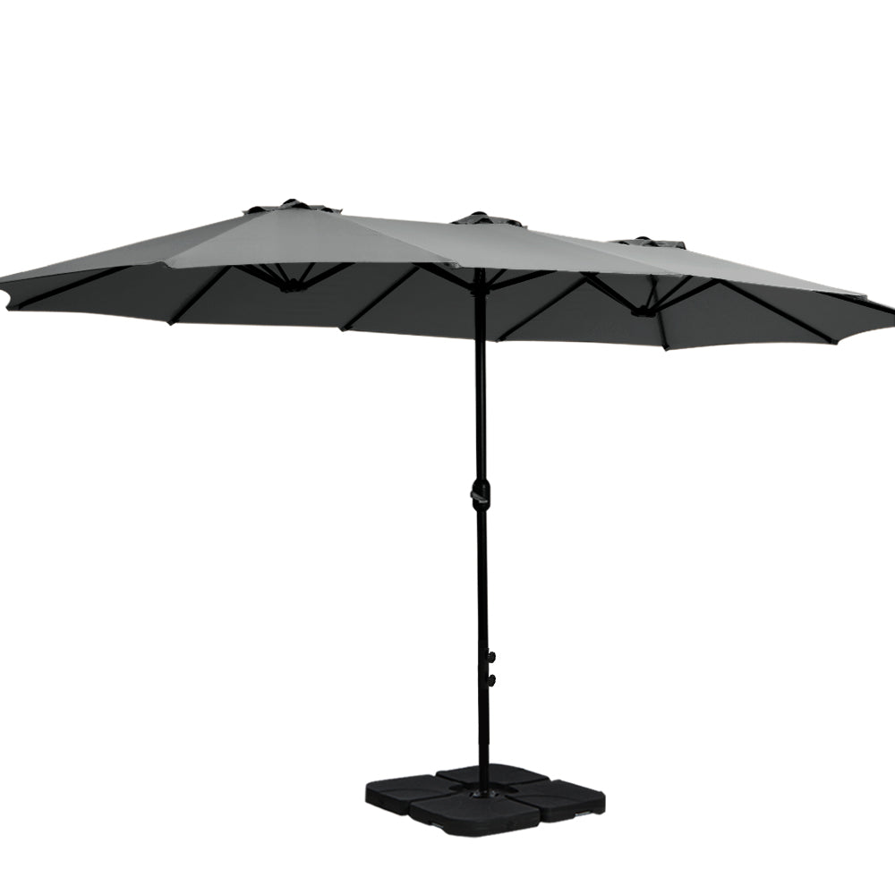 Umbrellas & Sunshades: Instahut 4.57m Outdoor Umbrella w/Base Stand Beach Pole Garden Tilt Charcoal