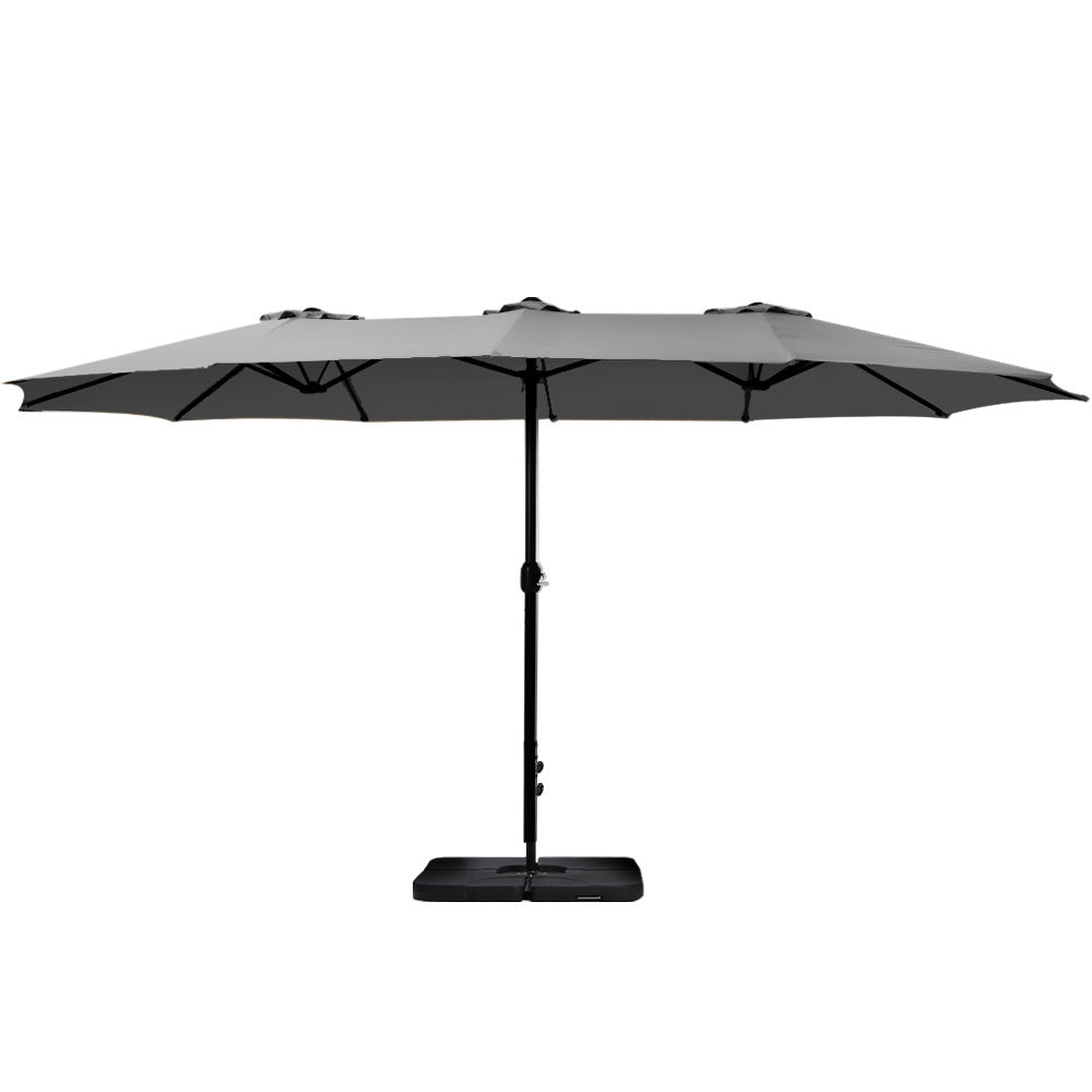 Umbrellas & Sunshades: Instahut 4.57m Outdoor Umbrella w/Base Stand Beach Pole Garden Tilt Charcoal