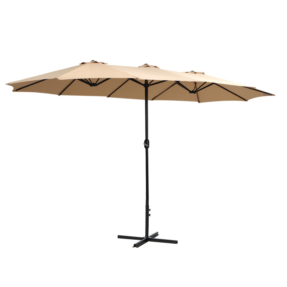 Umbrellas & Sunshades: Instahut 4.57m Outdoor Umbrella Beach Pole Garden Tilt Beige