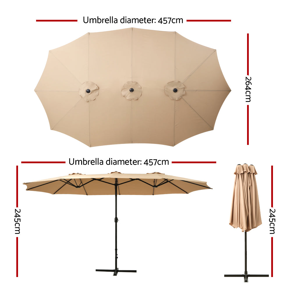 Umbrellas & Sunshades: Instahut 4.57m Outdoor Umbrella Beach Pole Garden Tilt Beige