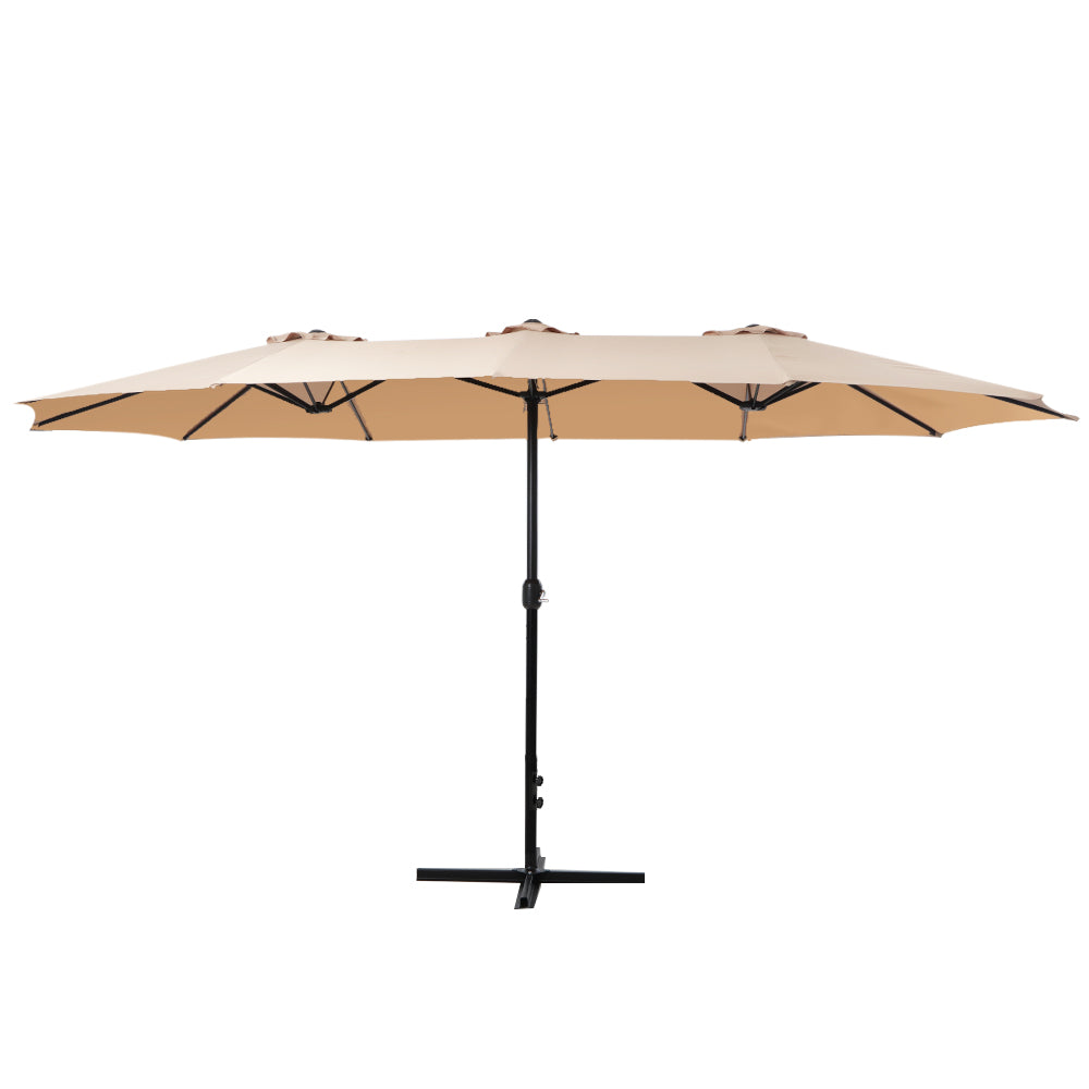 Umbrellas & Sunshades: Instahut 4.57m Outdoor Umbrella Beach Pole Garden Tilt Beige