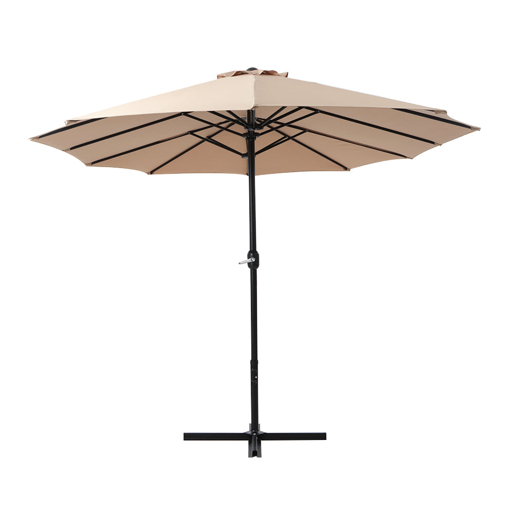 Umbrellas & Sunshades: Instahut 4.57m Outdoor Umbrella Beach Pole Garden Tilt Beige