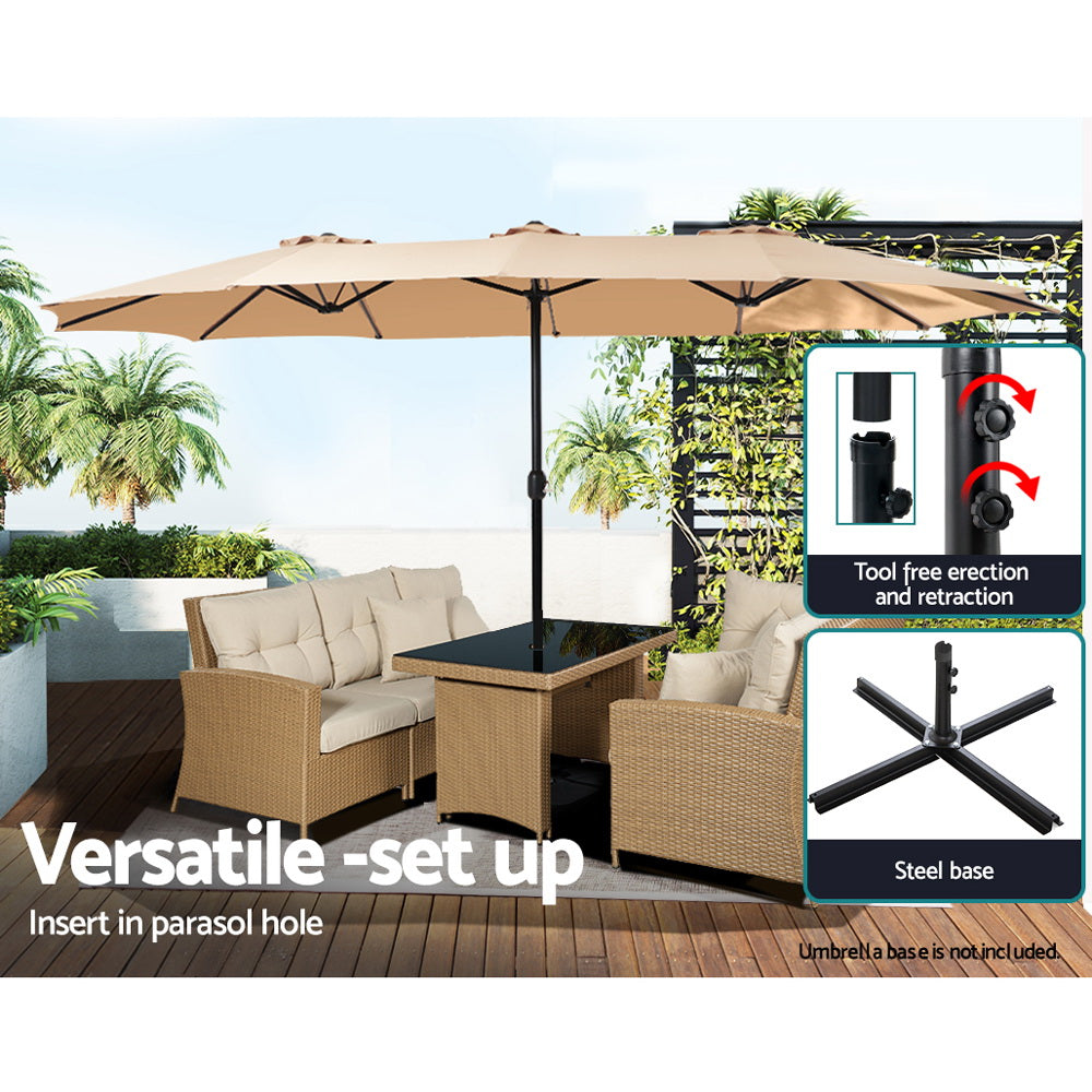 Umbrellas & Sunshades: Instahut 4.57m Outdoor Umbrella Beach Pole Garden Tilt Beige
