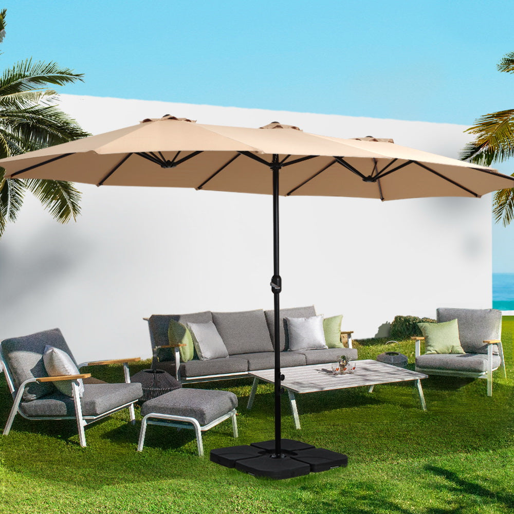Umbrellas & Sunshades: Instahut 4.57m Outdoor Umbrella Beach Pole Garden Tilt Beige