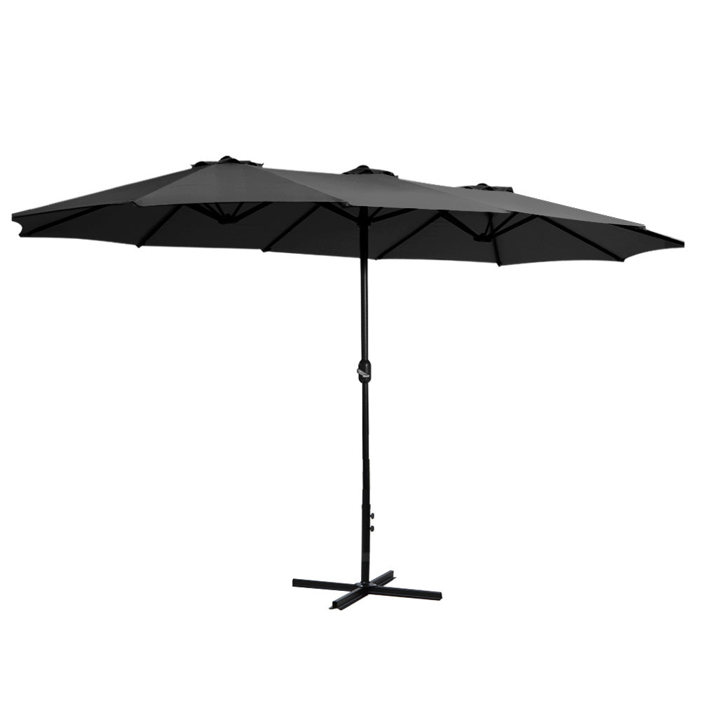 Umbrellas & Sunshades: Instahut 4.57m Outdoor Umbrella Beach Pole Garden Tilt Black
