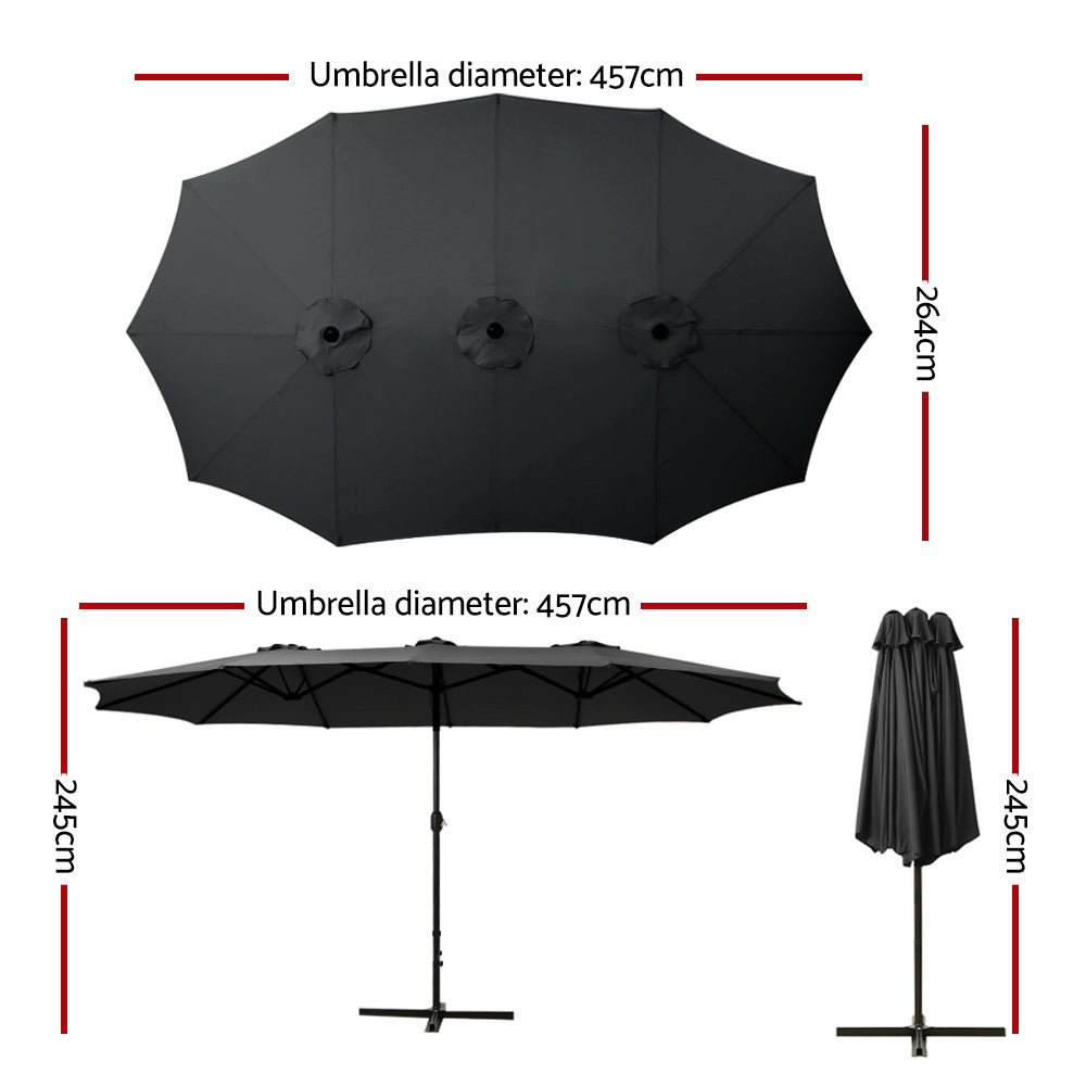 Umbrellas & Sunshades: Instahut 4.57m Outdoor Umbrella Beach Pole Garden Tilt Black