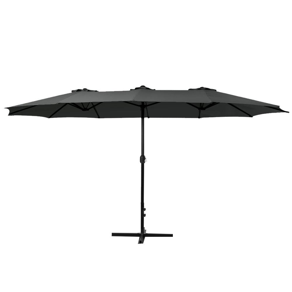Umbrellas & Sunshades: Instahut 4.57m Outdoor Umbrella Beach Pole Garden Tilt Black