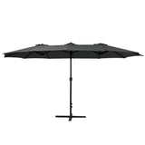 Instahut 4.57m Outdoor Umbrella Beach Pole Garden Tilt Black