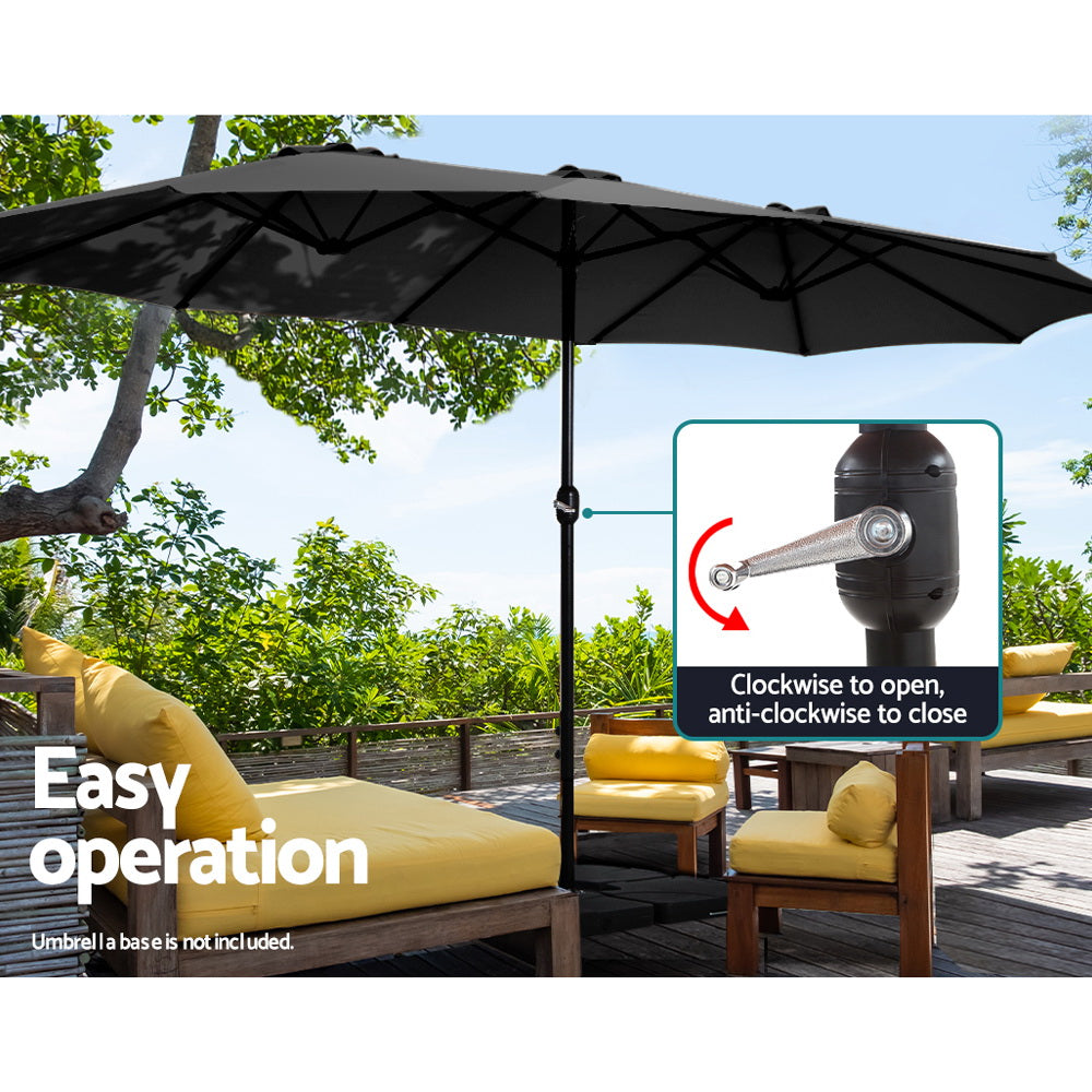 Umbrellas & Sunshades: Instahut 4.57m Outdoor Umbrella Beach Pole Garden Tilt Black