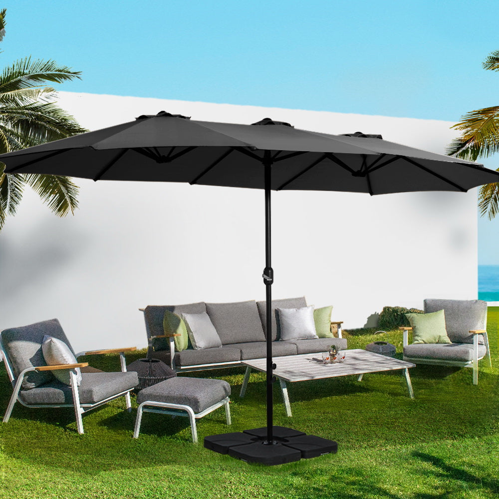 Umbrellas & Sunshades: Instahut 4.57m Outdoor Umbrella Beach Pole Garden Tilt Black