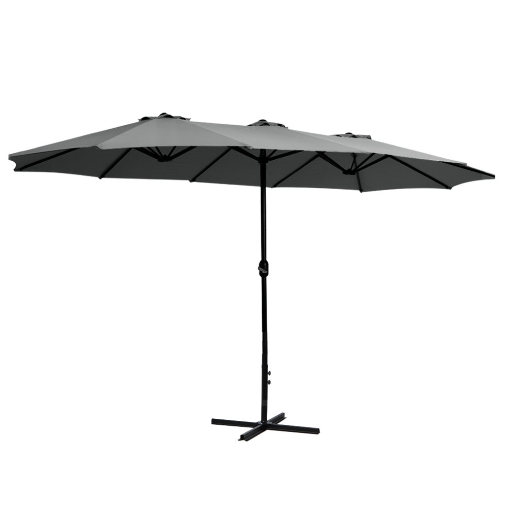 Outdoor Sofas & Lounge Sets: Instahut 4.57m Outdoor Umbrella Beach Pole Garden Tilt Charcoal