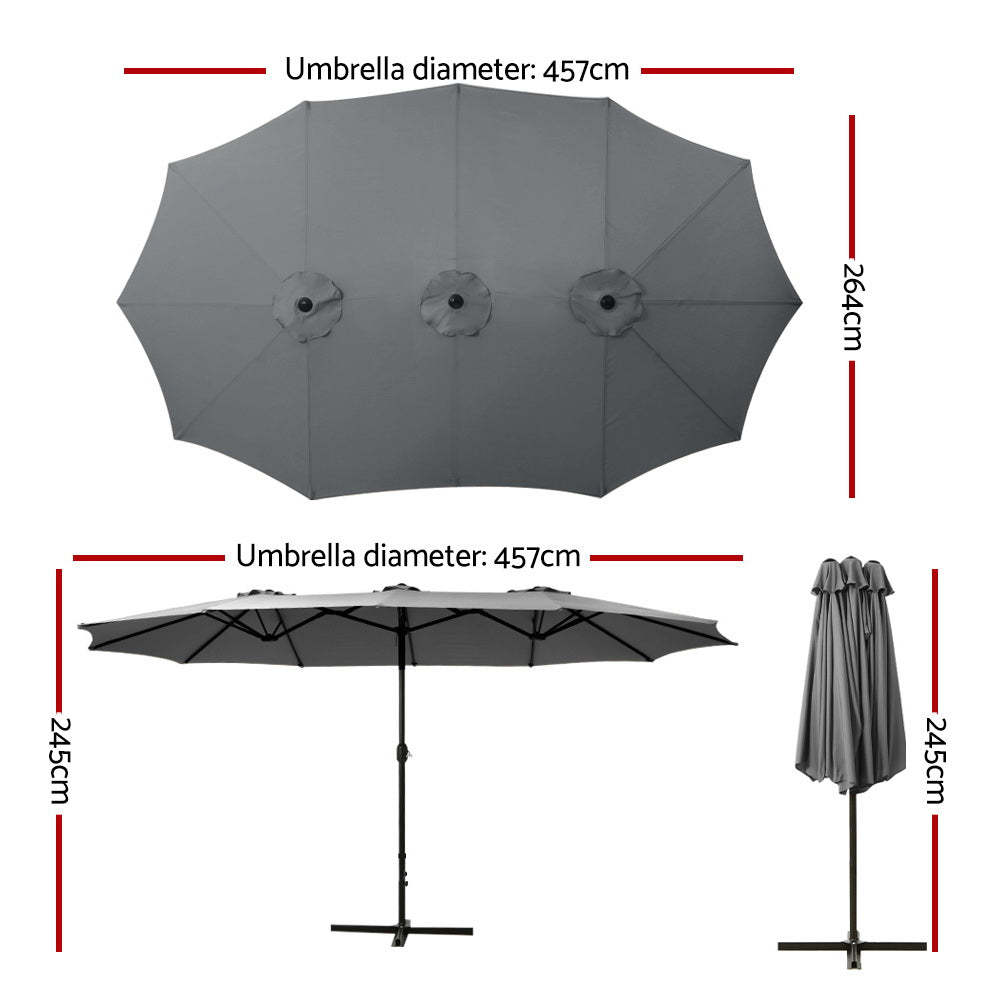 Outdoor Sofas & Lounge Sets: Instahut 4.57m Outdoor Umbrella Beach Pole Garden Tilt Charcoal