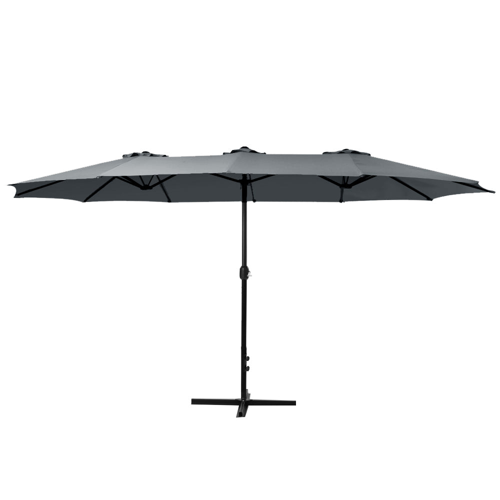 Outdoor Sofas & Lounge Sets: Instahut 4.57m Outdoor Umbrella Beach Pole Garden Tilt Charcoal