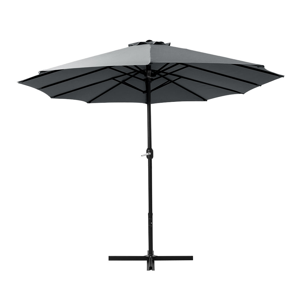 Outdoor Sofas & Lounge Sets: Instahut 4.57m Outdoor Umbrella Beach Pole Garden Tilt Charcoal