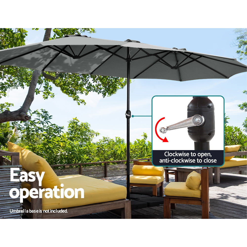 Outdoor Sofas & Lounge Sets: Instahut 4.57m Outdoor Umbrella Beach Pole Garden Tilt Charcoal