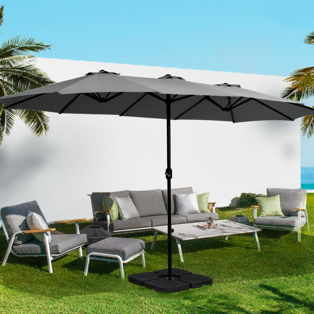 Outdoor Sofas & Lounge Sets: Instahut 4.57m Outdoor Umbrella Beach Pole Garden Tilt Charcoal