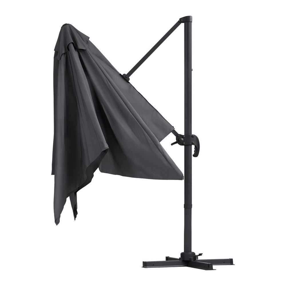 Umbrellas & Sunshades: Instahut Outdoor Umbrella 3m Umbrellas Cantilever Stand Sun Roma 360 Degree Charcoal