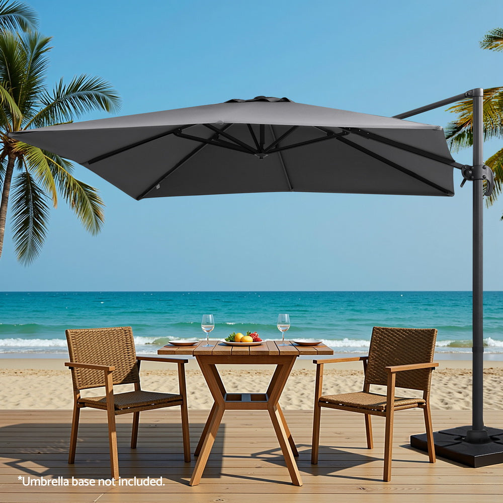Umbrellas & Sunshades: Instahut Outdoor Umbrella 3m Umbrellas Cantilever Stand Sun Roma 360 Degree Charcoal