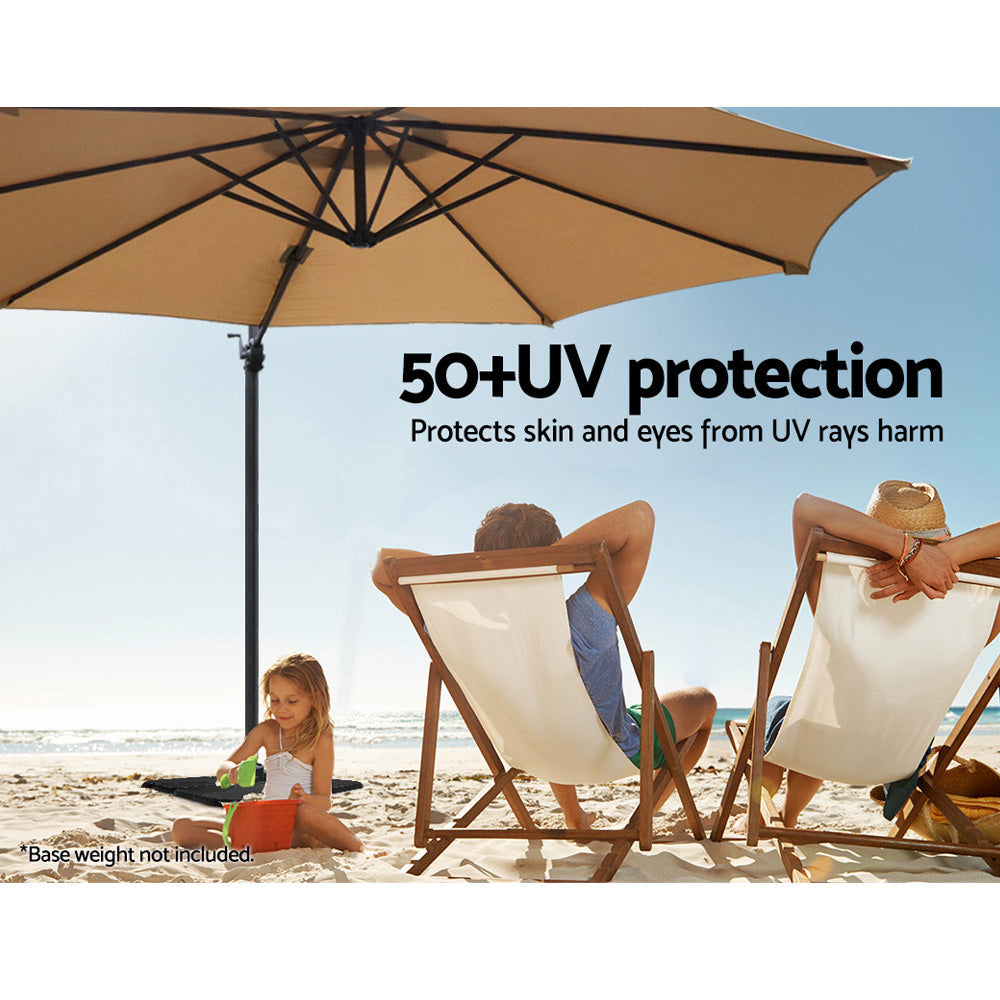 Umbrellas & Sunshades: Instahut 3m Outdoor Umbrella Cantilever 360 Degree Tilt Beach Roma Beige