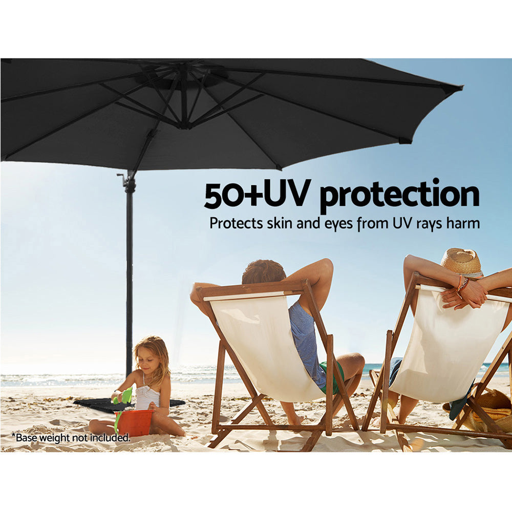 Umbrellas & Sunshades: Instahut 3m Outdoor Umbrella Cantilever 360 Degree Tilt Beach Roma Black