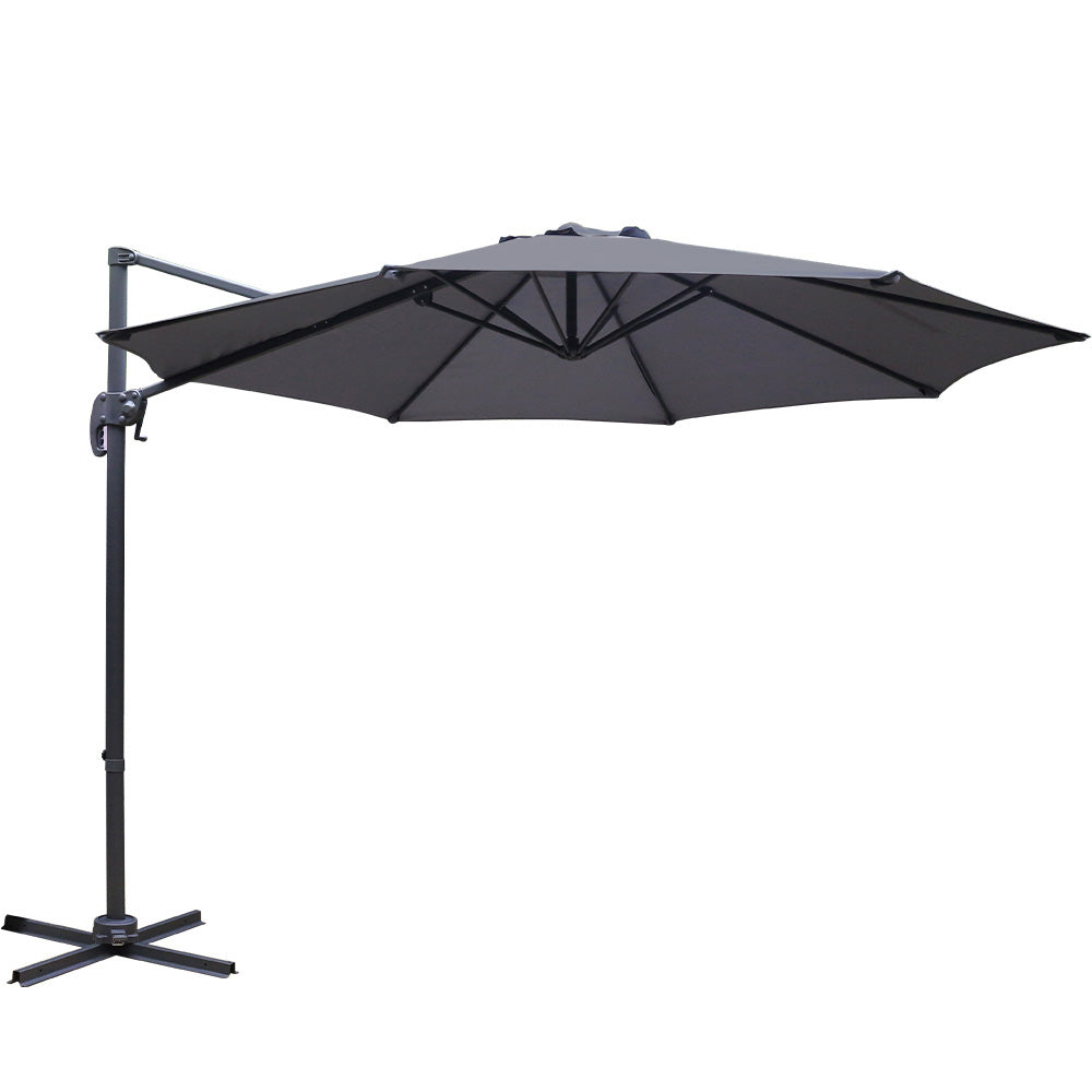 Outdoor Sofas & Lounge Sets: Instahut 3m Outdoor Umbrella Cantilever 360 Degree Tilt Beach Roma Charcoal