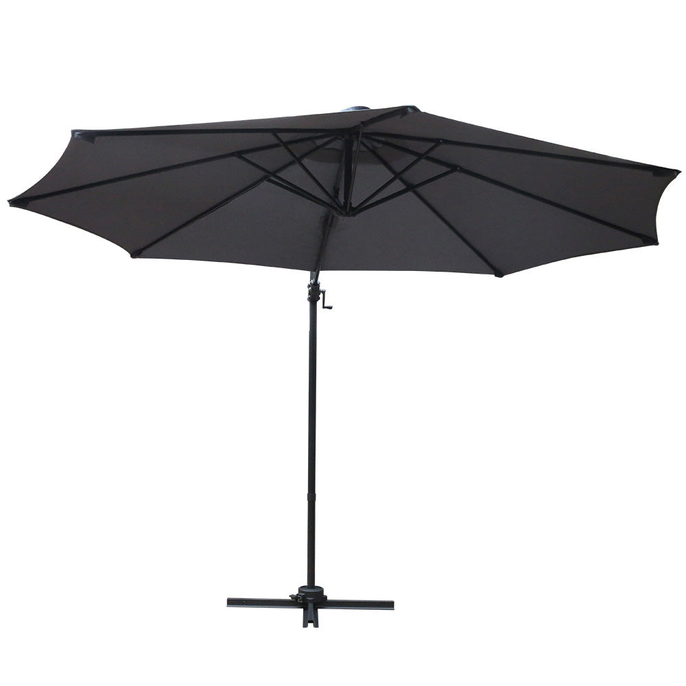 Outdoor Sofas & Lounge Sets: Instahut 3m Outdoor Umbrella Cantilever 360 Degree Tilt Beach Roma Charcoal