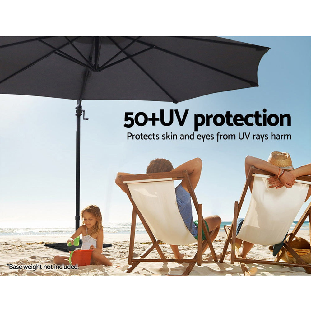 Outdoor Sofas & Lounge Sets: Instahut 3m Outdoor Umbrella Cantilever 360 Degree Tilt Beach Roma Charcoal