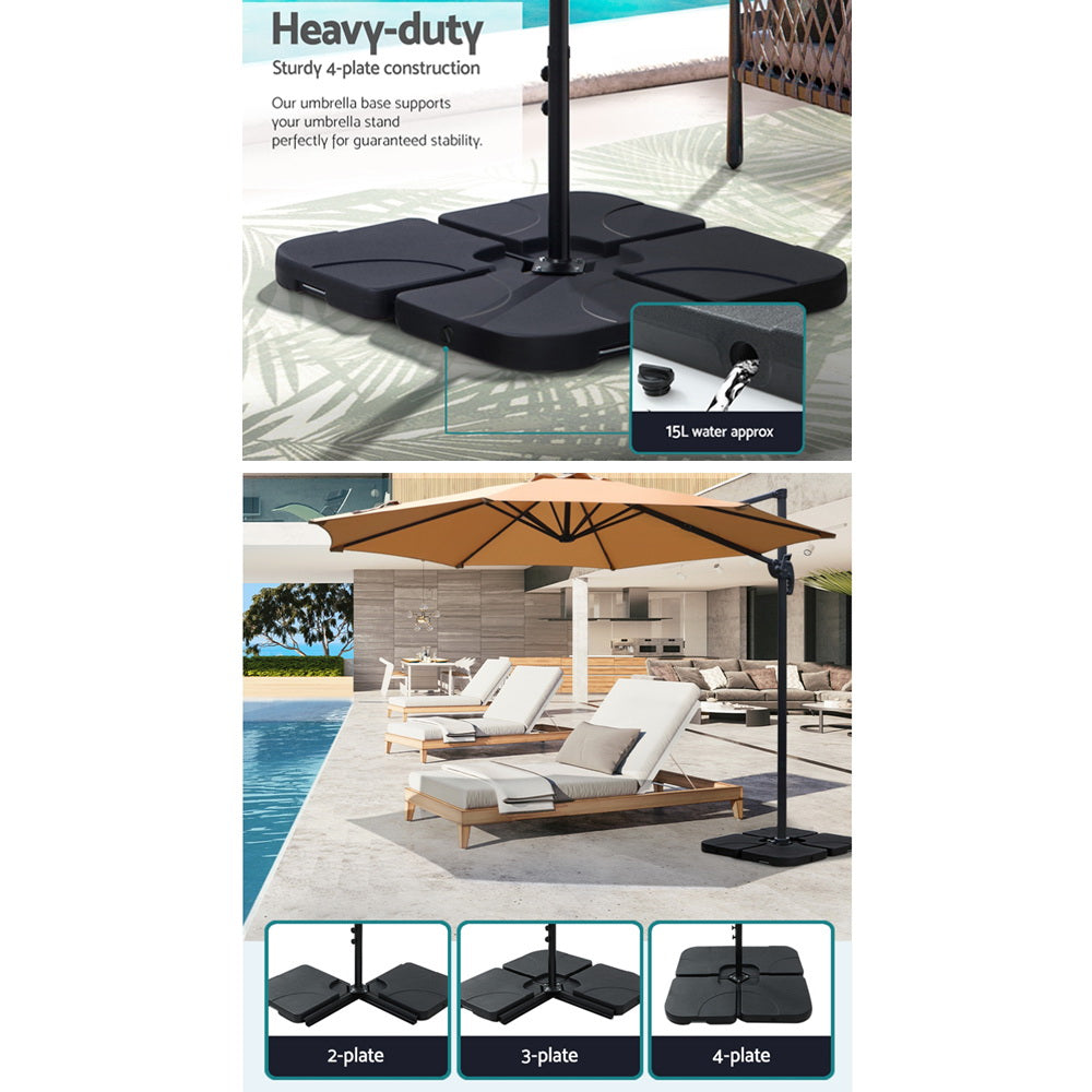Umbrellas & Sunshades: Instahut 3m Outdoor Umbrella w/Base Cantilever Beach Roma 360 Degree Tilt Beige
