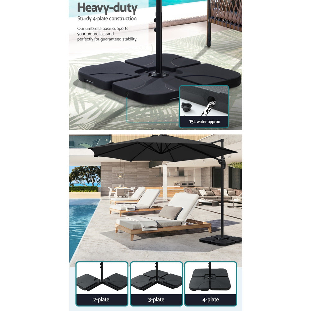 Umbrellas & Sunshades: Instahut 3m Outdoor Umbrella w/Base Cantilever Beach Roma 360 Degree Tilt Black