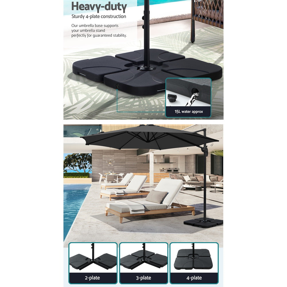 Umbrellas & Sunshades: Instahut 3m Outdoor Umbrella w/Base Cantilever Beach Roma 360 Degree Tilt Charcoal