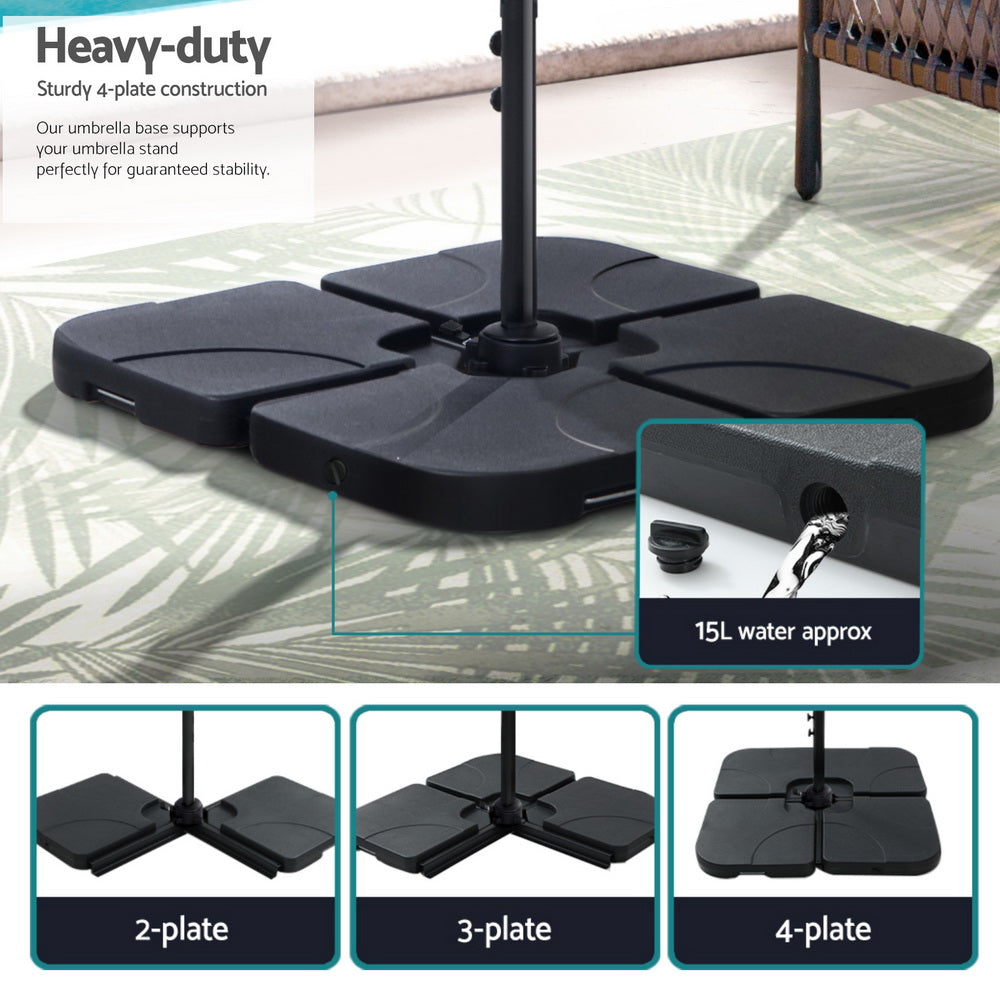 Umbrellas & Sunshades: Instahut 3m Outdoor Umbrella w/Base Cantilever Beach Roma 360 Degree Tilt Grey