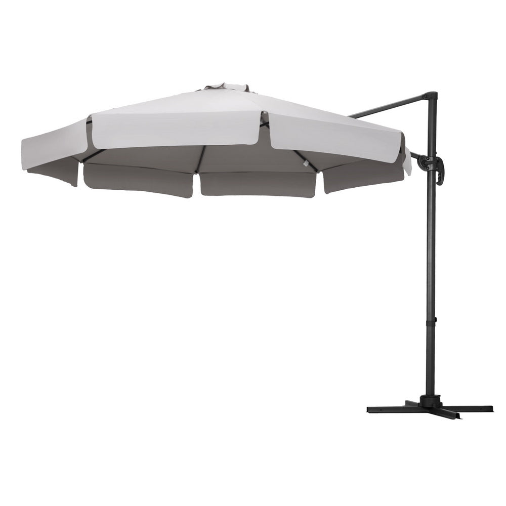 Umbrellas & Sunshades: Instahut 3m Outdoor Umbrella Cantilever 360 Degree Tilt Beach Roma Grey