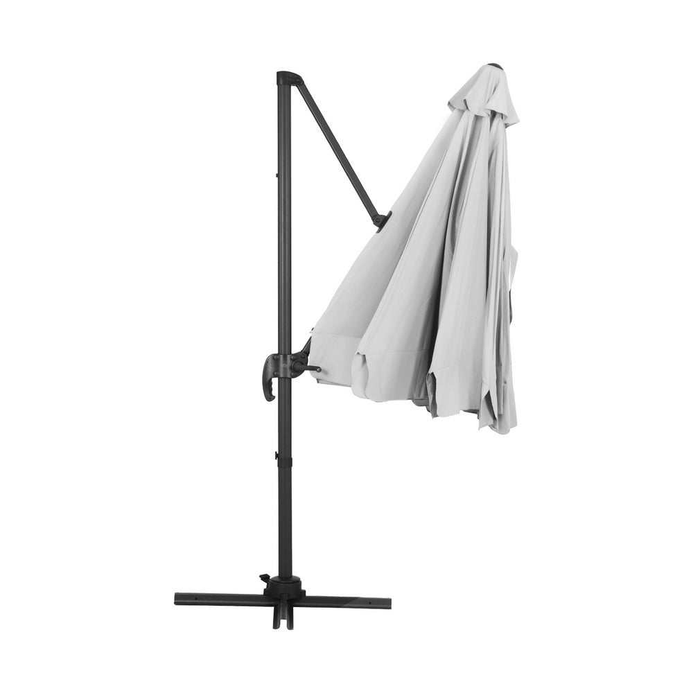Umbrellas & Sunshades: Instahut 3m Outdoor Umbrella Cantilever 360 Degree Tilt Beach Roma Grey