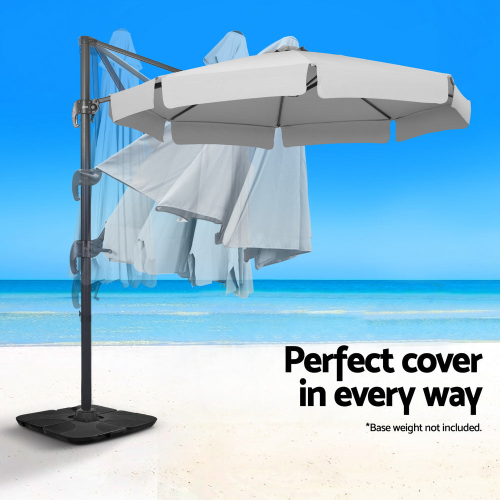 Umbrellas & Sunshades: Instahut 3m Outdoor Umbrella Cantilever 360 Degree Tilt Beach Roma Grey