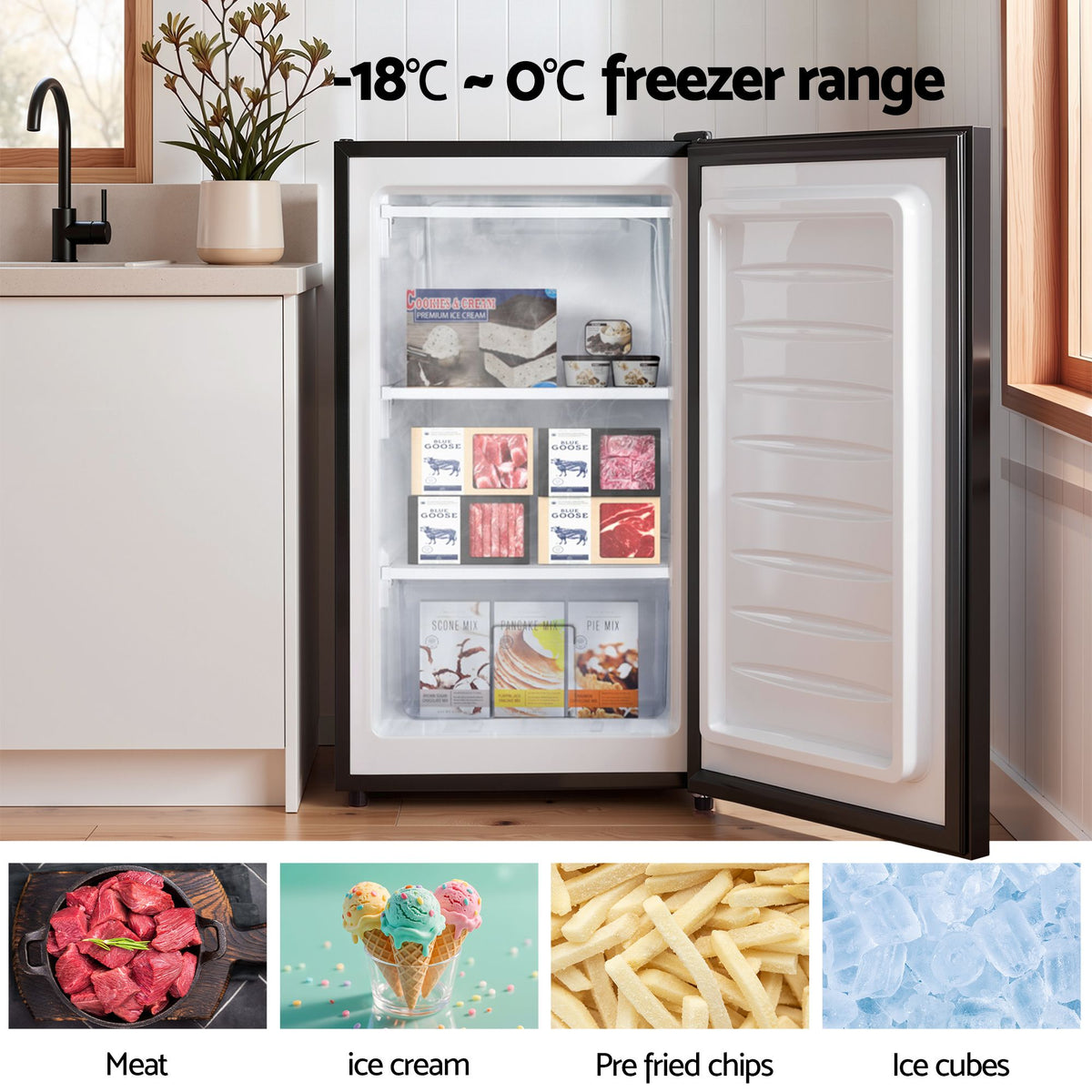 Devanti 81L Upright Freezer Fridge Black